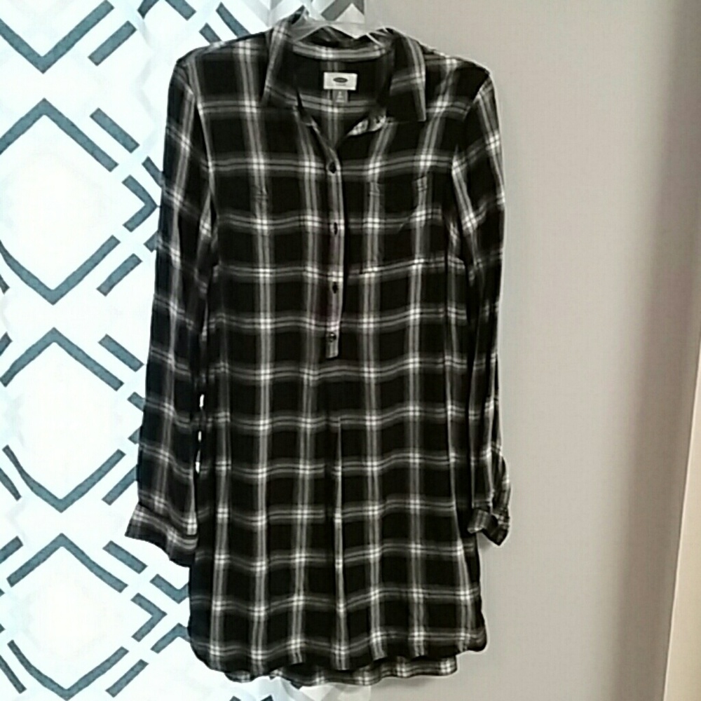 Old Navy Plaid Shirt Dress Sz Medium Tall